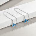 wholesale 925 Sterling Silver Mermaid Tail Threader Earrings with Blue Enamel and Chain for Women's-0-1