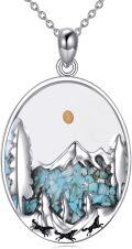 wholesale 925 Sterling Silver Turquoise Stone Mountain Pendant Necklace for Women Gifts for Nature Lovers-0-0