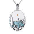 wholesale 925 Sterling Silver Turquoise Stone Mountain Pendant Necklace for Women Gifts for Nature Lovers-0-0