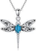 wholesale 925 Sterling Silver Turquoise Dragonfly Pendant Necklace for Women Girls  45cm Chain Length-0-0