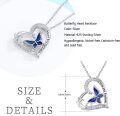 wholesale 925 Sterling Silver Blue Opal Heart Butterfly Pendant Necklace for Women 45cm Chain  I Love You Forever Inscription-0-2
