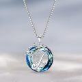 wholesale Sterling Silver Blue Crystal Tree of Life A Z Letter Pendant Necklace-0-3