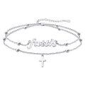 wholesale 925 Sterling Silver Faith Cross Pendant Beaded Double Layer Bracelet-0-0