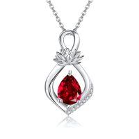 wholesale 925 Sterling Silver Daisy Pendant With Orange Gemstone-July-Lotus