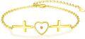 wholesale Gold 925 Sterling Silver Mustard Seed Faith Bracelet with Christian Cross and Heart Charm for Women-0-0