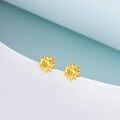 wholesale Hypoallergenic Gold Plated S925 Sterling Silver & Austria Crystal Sunflower Earrings, Lead & Nickel Free, 0.38x0.35, Gift Box-0-3