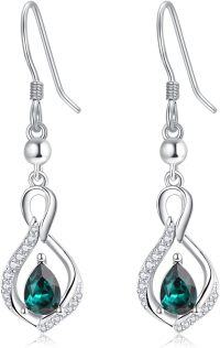wholesale 925 Sterling Silver Crystal Infinity Earrings w Birthstone Drop Dangle-05 May