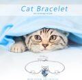 wholesale 925 Sterling Silver Cat Heart Stone Bracelet - Adjustable Size Jewellery Gifts for Women & Girls-0-5