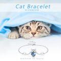 wholesale 925 Sterling Silver Cat Heart Stone Bracelet - Adjustable Size Jewellery Gifts for Women & Girls-0-5