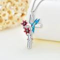 wholesale 925 Sterling Silver Urn Cross Pendant Necklace with Hummingbird and Flowers Design for Ashes Keepsake  Set-0-4
