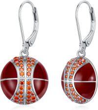 wholesale Sterling Silver Sports Earrings Baseball Basketball Volleyball Soccer Football Jewelry Gifts for Women-Basketball Earrings