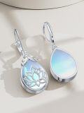 wholesale 925 Sterling Silver Lotus Flower Moonstone Drop Leverback Earrings-0-4