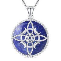 wholesale 925 Sterling Silver Lapis Lazuli Pentagram Pendant Necklace-A4-Lapis Lazuli