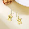 wholesale 925 Sterling Silver Highland Cow Dangle Earrings with Gold Plated and Black Crystal Stones 16mm x 13mm Fish Hook Jewelry for Women Girls Gift Boxed-0-2