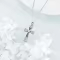 wholesale 925 Sterling Silver Abalone Shell Inlay Cubic Zirconia Cross Pendant Necklace Wholesale for Women and Men-0-5