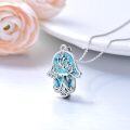 wholesale 925 Sterling Silver Tree of Life Turquoise Stone Hamsa Hand Evil Eye Pendant Necklace-0-1