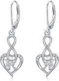 wholesale 925 Sterling Silver Infinity Heart Drop Leverback Earrings with Cubic Zirconia - Elegant Gift for Her-0-0