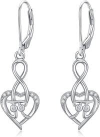 wholesale 925 Sterling Silver Infinity Heart Drop Leverback Earrings with Cubic Zirconia - Elegant Gift for Her-Math