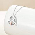 wholesale 925 Sterling Silver Dinosaur Heart I Love You Forever Pendant Necklace for Women and Girls-0-2