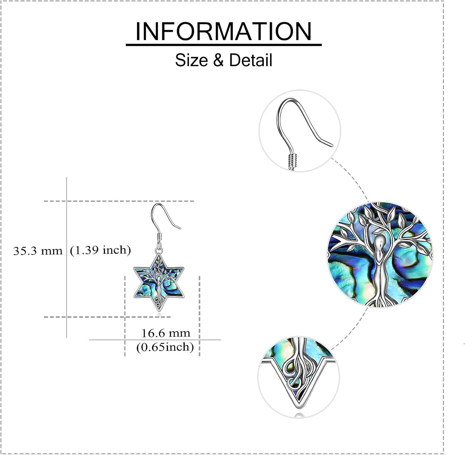 Sterling Silver Star of David Dangle Earrings Jewish Jewelry Gift-0-4