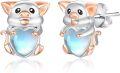 wholesale 925 Sterling Silver Heart-Shaped Pig Moonstone Stud Earrings for Women - Hypoallergenic Gift Idea-0-0