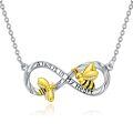 wholesale 925 Sterling Silver Infinity Love Bumblebee Heart Pendant Necklace for Women Mothers Wife Daughter Gifts Always in My Heart Jewelry Valentines Day Christmas Birthday Present-0-0