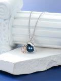 wholesale 925 Sterling Silver & Rose Gold Plated Blue Freshwater Pearl Hummingbird Pendant Necklace for Women-0-1