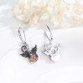 wholesale 925 Sterling Silver Halloween Cat Pumpkin Leverback Hoop Earrings-0-1