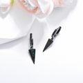 wholesale 925 Sterling Silver Triangle Drop Earring with Abalone Shell and Black Stone for Women's Fashion Jewelry - Punk Style Gifts-0-1
