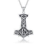 wholesale 925 Sterling Silver Thor Hammer Pendant With Dragon Motif And Celtic Knots Necklace-1-7