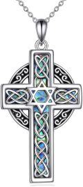 wholesale 925 Sterling Silver Celtic Knot Star of David Pendant with Abalone Shell Inlay and Chain-0-0