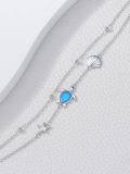 wholesale 925 Sterling Silver Blue Opal Enamel Ocean Life Charm Anklet 7 - Beach Jewelry for Women and Girls-0-2