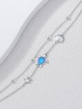 wholesale 925 Sterling Silver Blue Opal Sea Turtle Starfish Shell Charm Bracelet For Women-0-2