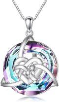 wholesale 925 Sterling Silver Rainbow Mystic Quartz Celtic Heart Knot Pendant Necklace Irish s for Women-0-6