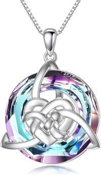 wholesale Sterling Silver Volcanic Crystal Celtic Love Knot Necklace Irish Jewelry Gift for Women-Amethyst