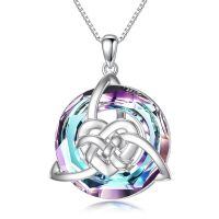 wholesale 925 Sterling Silver Trinity Knot Pendant Necklace-Amethyst