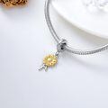 wholesale 925 Sterling Silver Sunflower Charm for Bracelet Birth Flower Daisy Lily Rose Month Flower Bead Charm with Name Synthetic Birthstone Month Flower Charm Gift for Women-0-2