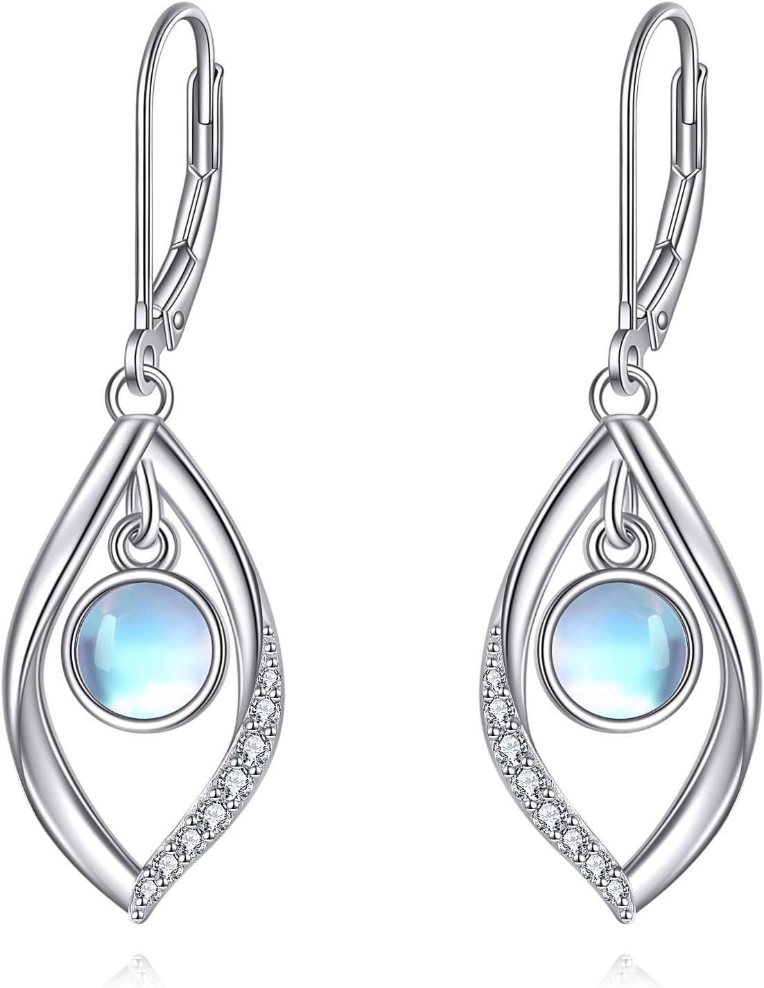 Sterling Silver Moonstone Lapis Lazuli Peridot Amethyst Teardrop Dangle Earrings-Moonstone Earrings dangle