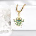 wholesale Gold 925 Sterling Silver Scarab Beetle Ankh Cross Pendant Necklace Egyptian Jewelry-0-1