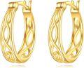 wholesale 925 Sterling Silver Gold Small Huggie Filigree Hoop Earrings for Women - Birthday Gift Ideas-0-0