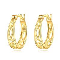 wholesale 14K Gold Small Huggie Filigree Hoop Earrings for Women - Birthday Gift Ideas-14K Gold Celtic Knot