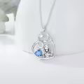 TOUPOP Sterling Silver Stone Stethoscope Caduceus Heart Pendant Necklace-0-5