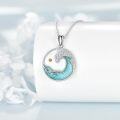 wholesale 925 Sterling Silver Turquoise and Crystal Wave Pendant Necklace for Women's Gifts-0-4
