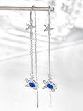 wholesale 925 Sterling Silver Blue Agate Turtle Drop Earrings Gift for Her-0-1