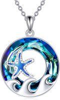 wholesale TOUPOP Sea Turtle/mermaid/dolphin/shell/starfish/conch/seahorse Necklace For Women Sterling Silver Ocean Pendant Necklace With Crystal Ocean Beach Charm Jewelry Birthday Christmas Gifts -0-0