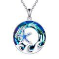 TOUPOP Sterling Silver Crystal Sea Turtle Mermaid Dolphin Shell Starfish Conch Seahorse Necklace-0-0