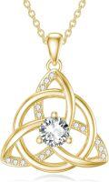 wholesale Gold-Plated 925 Sterling Silver Moissanite Trinity Knot Pendant Necklace for Women-0-0