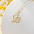 wholesale 14k Gold Interlocking Double Heart Cubic Zirconia Pendant Necklace For Women-0-2