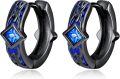 wholesale Black  Blue Crystal Square Viking Celtic Dragon Triangle Huggie Hoop Earrings-0-0
