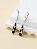 wholesale Black Onyx Earrings For Women 925 Sterling Silver Dangle Leverback Earring Jewelry Birthday Christmas Gifts For Women Her -0-1